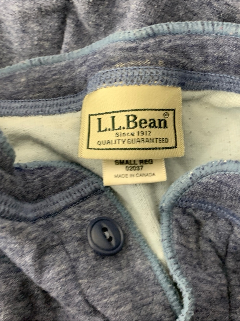 LL Bean Men Size Small Shirt Henley Base Layer Thermal Long Sleeve Blue Top - Picture 6 of 7